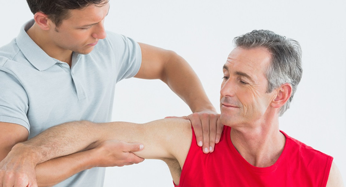 pain in right shoulder blade and down right arm treatment